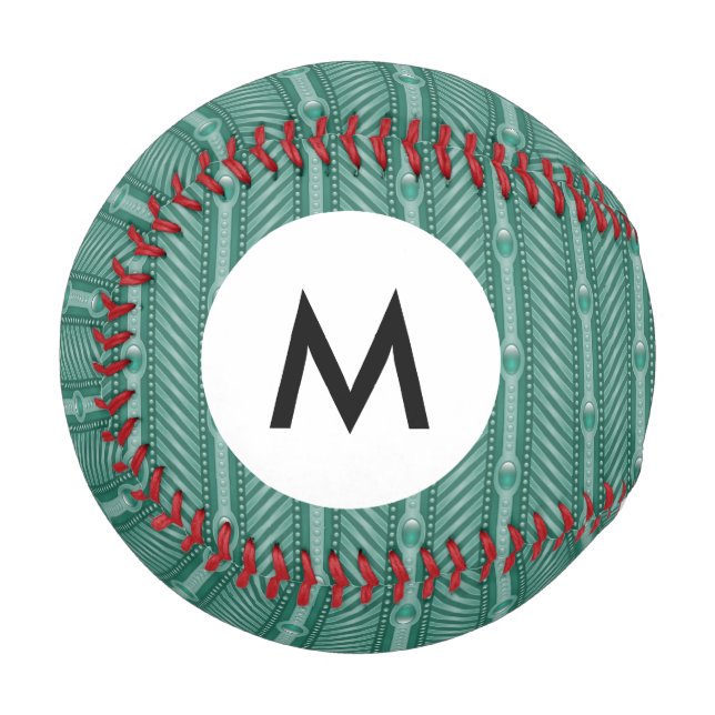 Monogram Ornamental Teal Pattern Baseball (Front Left)