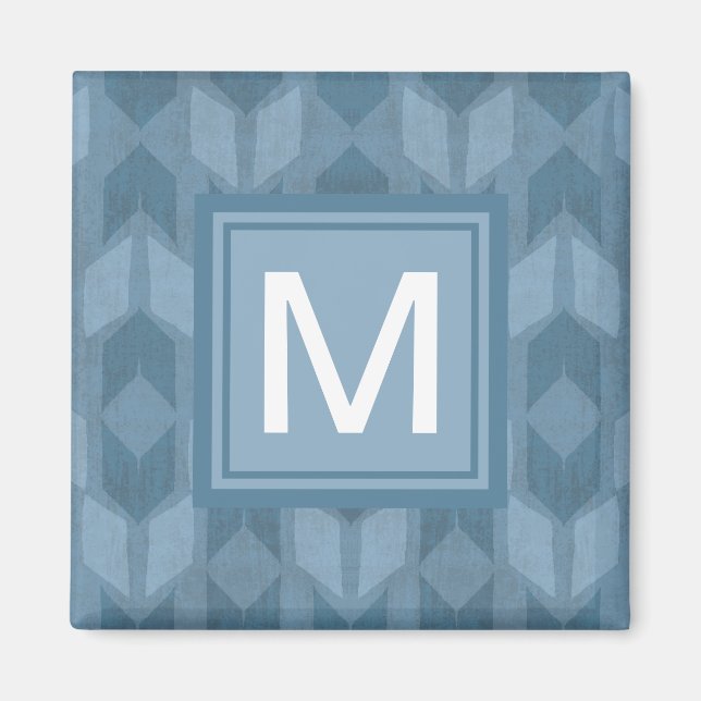 Monogram | Outdoor Geo Step | Blue Arrow Pattern Magnet (Front)