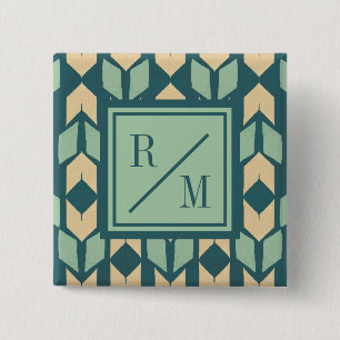 Monogram Outdoor Geo Step Geometric Teal Arrow 15 Cm Square Badge