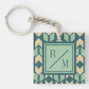 Monogram   Outdoor Geo Step   Geometric Teal Arrow Key Ring
