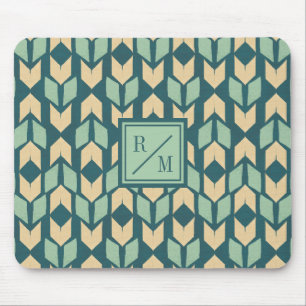 Monogram   Outdoor Geo Step   Geometric Teal Arrow Mouse Pad