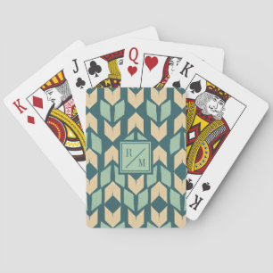 Monogram   Outdoor Geo Step   Geometric Teal Arrow Playing Cards