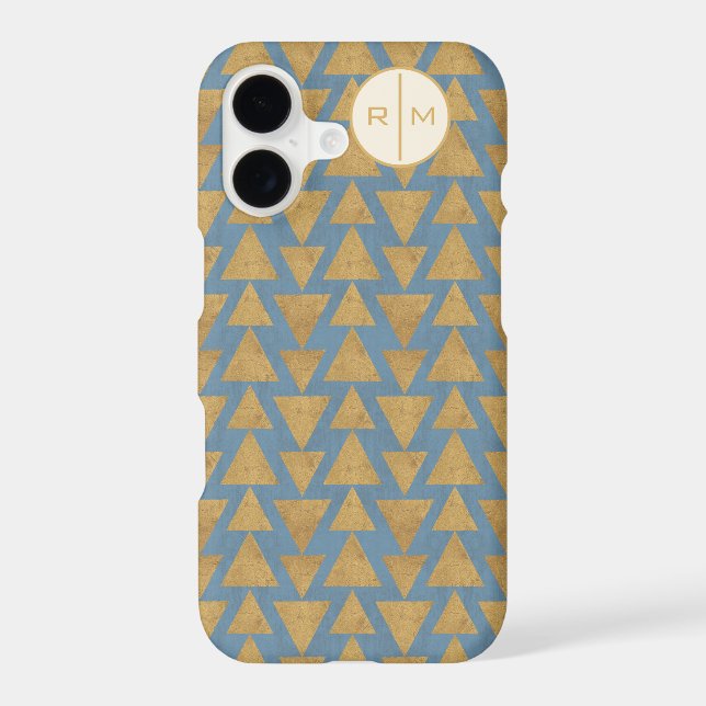Monogram | Outdoor Geo Step | Gold & Blue Pattern (Back)