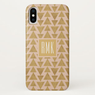 Monogram   Outdoor Geo Step   Gold & Coral Geometr iPhone X Case