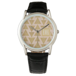 Monogram   Outdoor Geo Step   Gold & Coral Geometr Watch