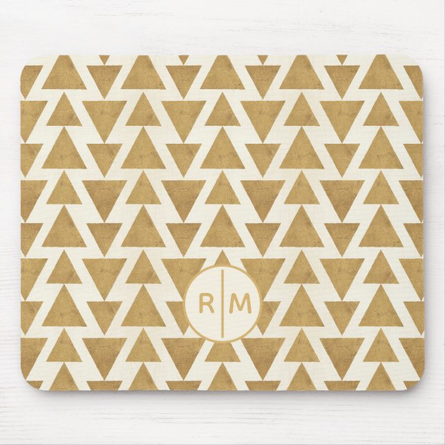 Monogram | Outdoor Geo Step | Gold Geometric Patte Mouse Pad (Front)