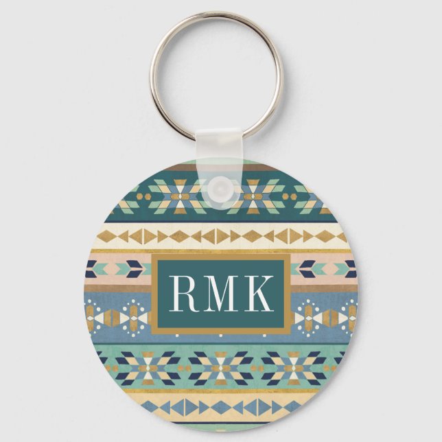 Monogram | Outdoor Geo Step | Indian Pattern Key Ring (Front)