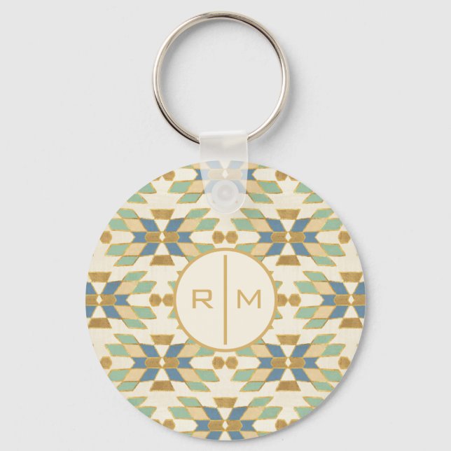 Monogram | Outdoor Geo Step | Tribal Pattern Key Ring (Front)