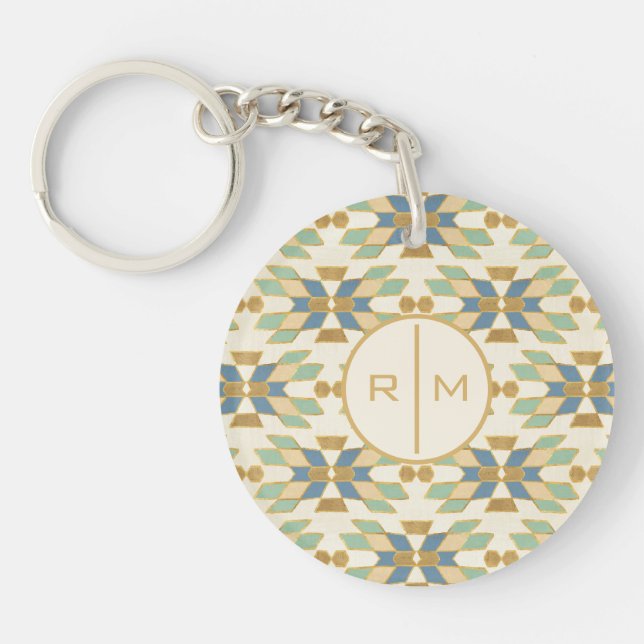 Monogram | Outdoor Geo Step | Tribal Pattern Key Ring (Front)