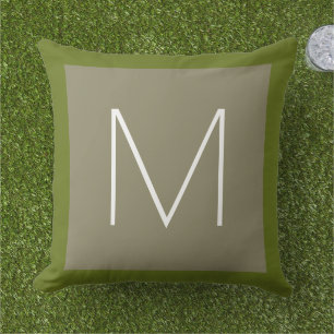 Monogram Outdoor Pillow with Green Border