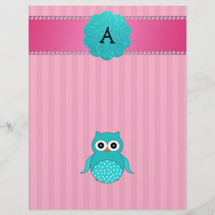 Monogram owl pink stripes flyer