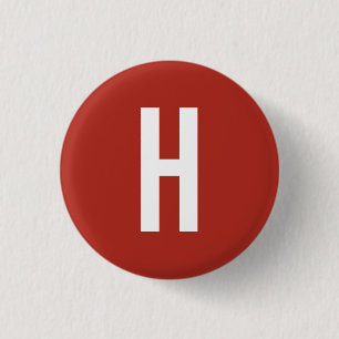 Monogram Own Name Initial Minimalist Brick Red 3 Cm Round Badge