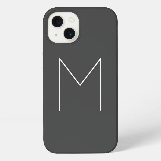 Monogram Own Name Initial Modern Plain Minimalist iPhone Case (Back)