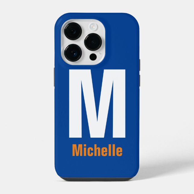 Monogram Own Name Initial Modern Plain Minimalist iPhone Case (Back)