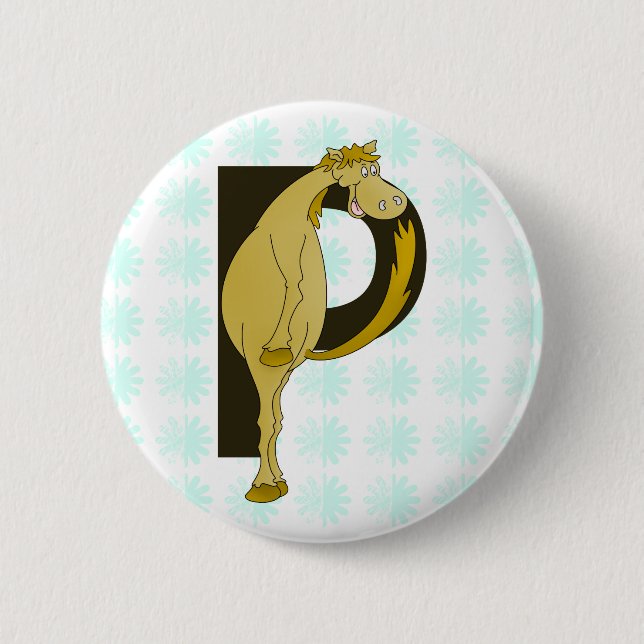 Monogram P Flexible Foal Personalised 6 Cm Round Badge (Front)