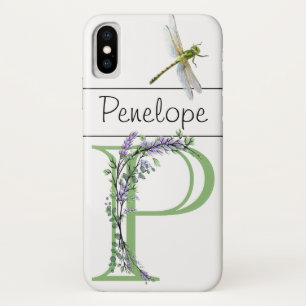 Monogram P Lavender Eucalyptus with Dragonfly iPhone X Case