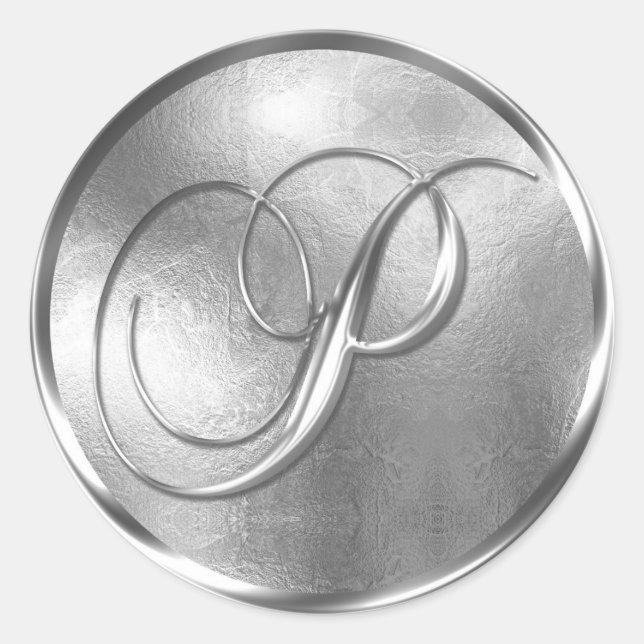 Monogram P NONMETALLIC Silver Envelope Seal (Front)