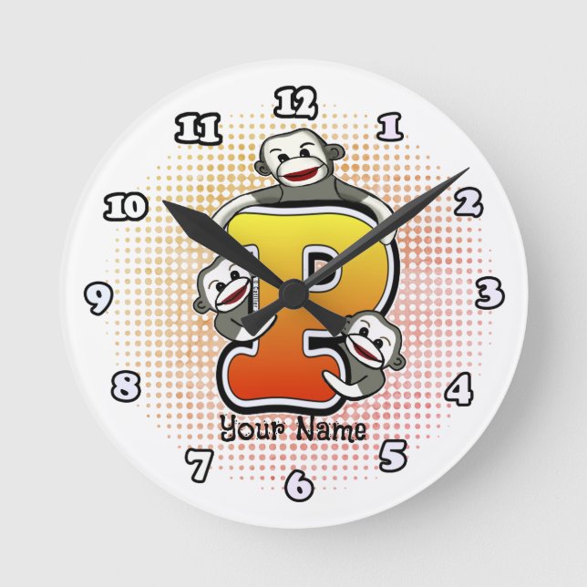 Monogram P Sock Monkey clock (Front)