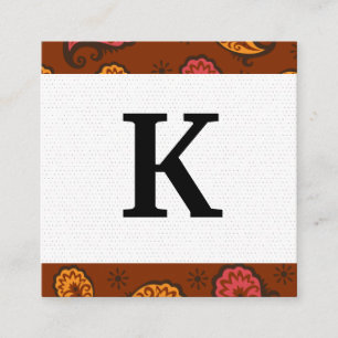 Monogram   Paisley Pattern Square Business Card