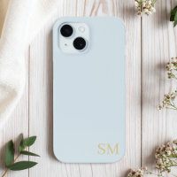 Monogram Pale Blue Gold Minimalist Initials