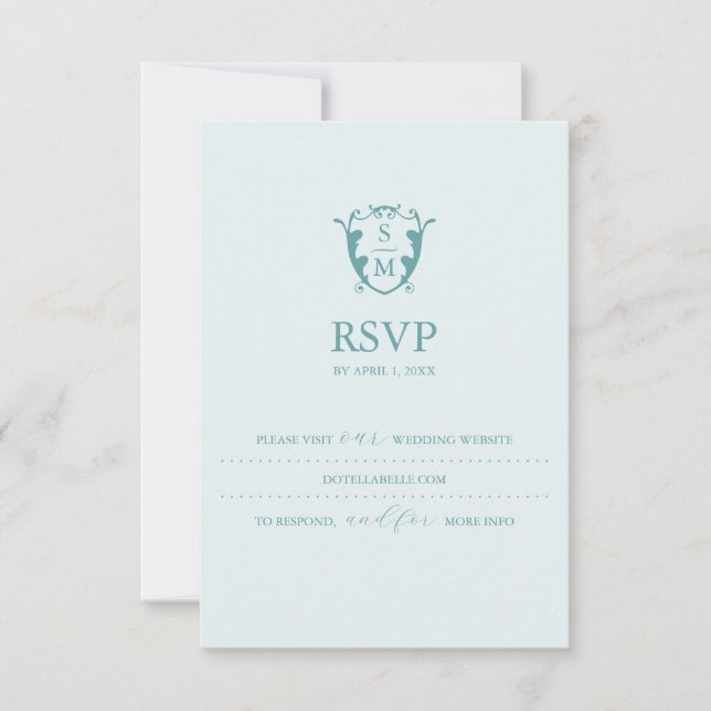 Monogram Pale Blue RSVP Card Wedding Website (Front)