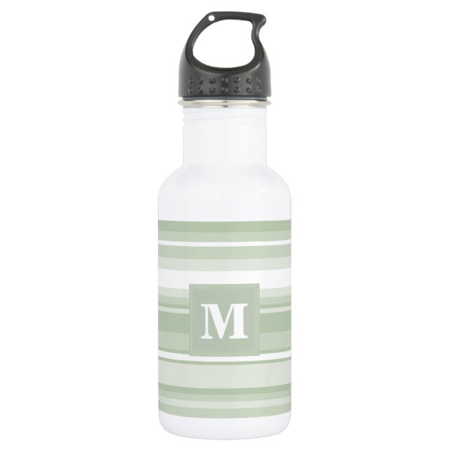 Monogram pale green stripes 532 ml water bottle (Front)