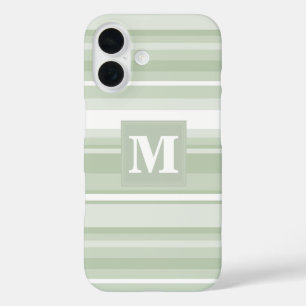Monogram pale green stripes iPhone 16 case