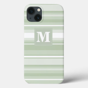 Monogram pale green stripes Case-Mate iPhone case