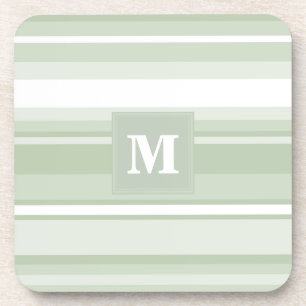 Monogram pale green stripes coaster