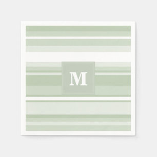 Monogram pale green stripes napkin