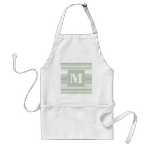 Monogram pale green stripes standard apron