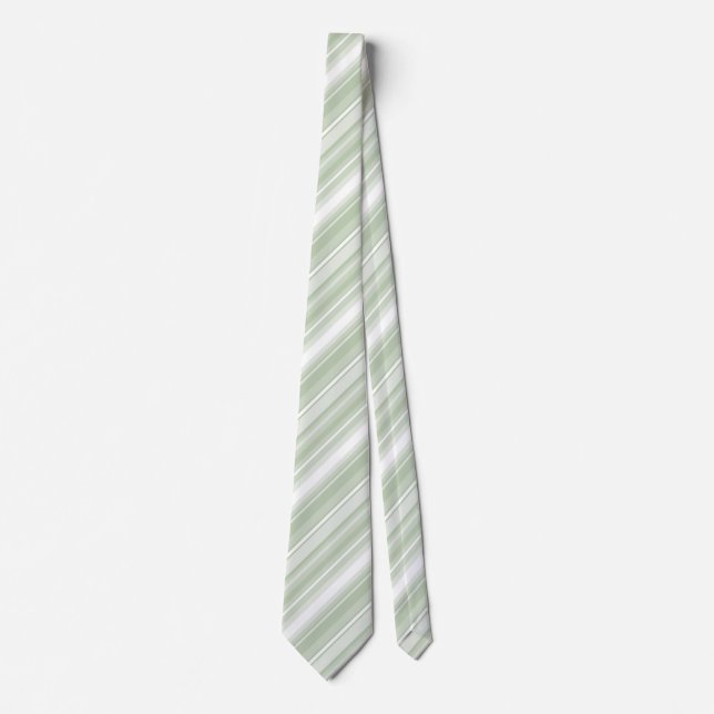Monogram pale green stripes tie (Front)