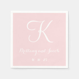 Monogram Pale Pink Classy Wedding Paper Napkins
