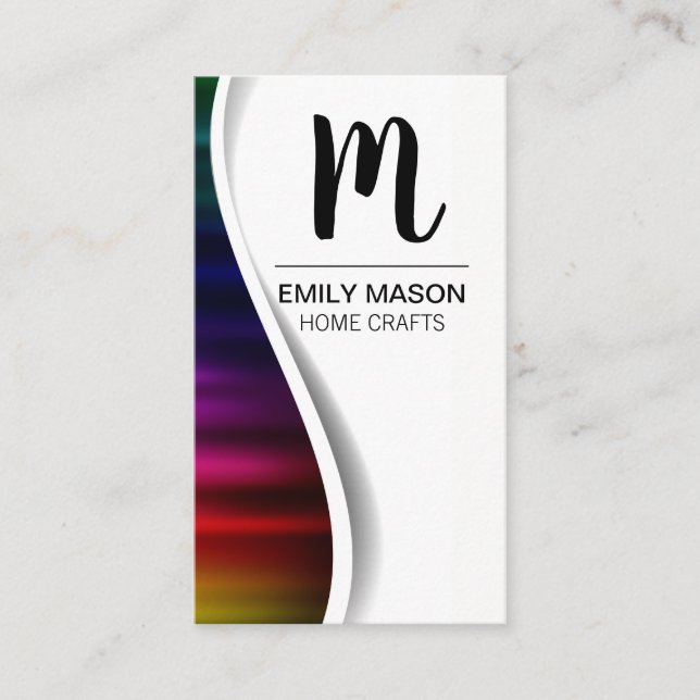 Monogram / Palm Leaf / Metal Background Business Card (Front)