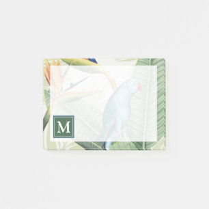 Monogram Palm Leaves With Blue Bird Post-it Notes