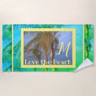 Monogram Palm Trees Beach Towel