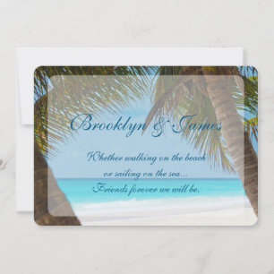Monogram Palm Trees On Beach Wedding Invitations