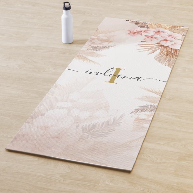 Monogram Pampas Grass Script Name Terracotta Yoga Mat (In Situ)