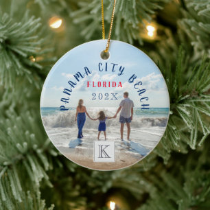 Monogram Panama City Beach Florida Travel Souvenir Ceramic Ornament