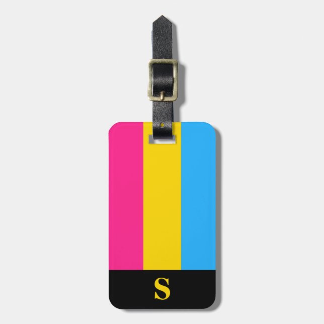 Monogram Pansexual Pride Flag Luggage Tag (Front Vertical)