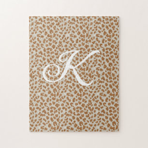 Monogram panther skin light brown pattern name let jigsaw puzzle