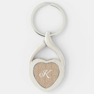 Monogram panther skin light brown pattern name let key ring