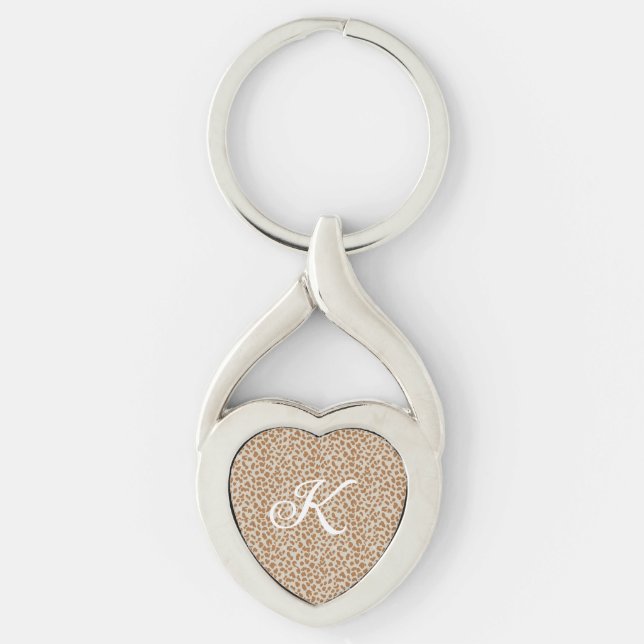 Monogram panther skin light brown pattern name let key ring (Front)