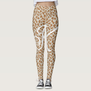 Monogram panther skin light brown pattern name let leggings