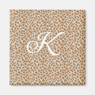 Monogram panther skin light brown pattern name let magnet
