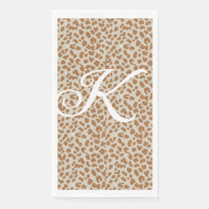 Monogram panther skin light brown pattern name let napkin