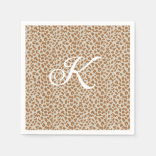Monogram panther skin light brown pattern name let napkin