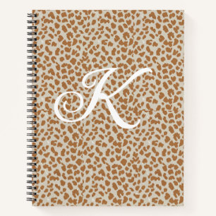 Monogram panther skin light brown pattern name let notebook