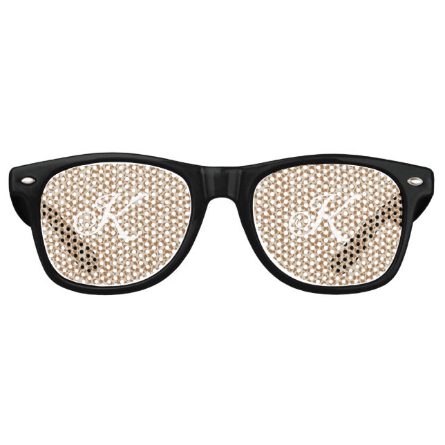 Monogram panther skin light brown pattern name let retro sunglasses (Front)