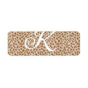 Monogram panther skin light brown pattern name let return address label